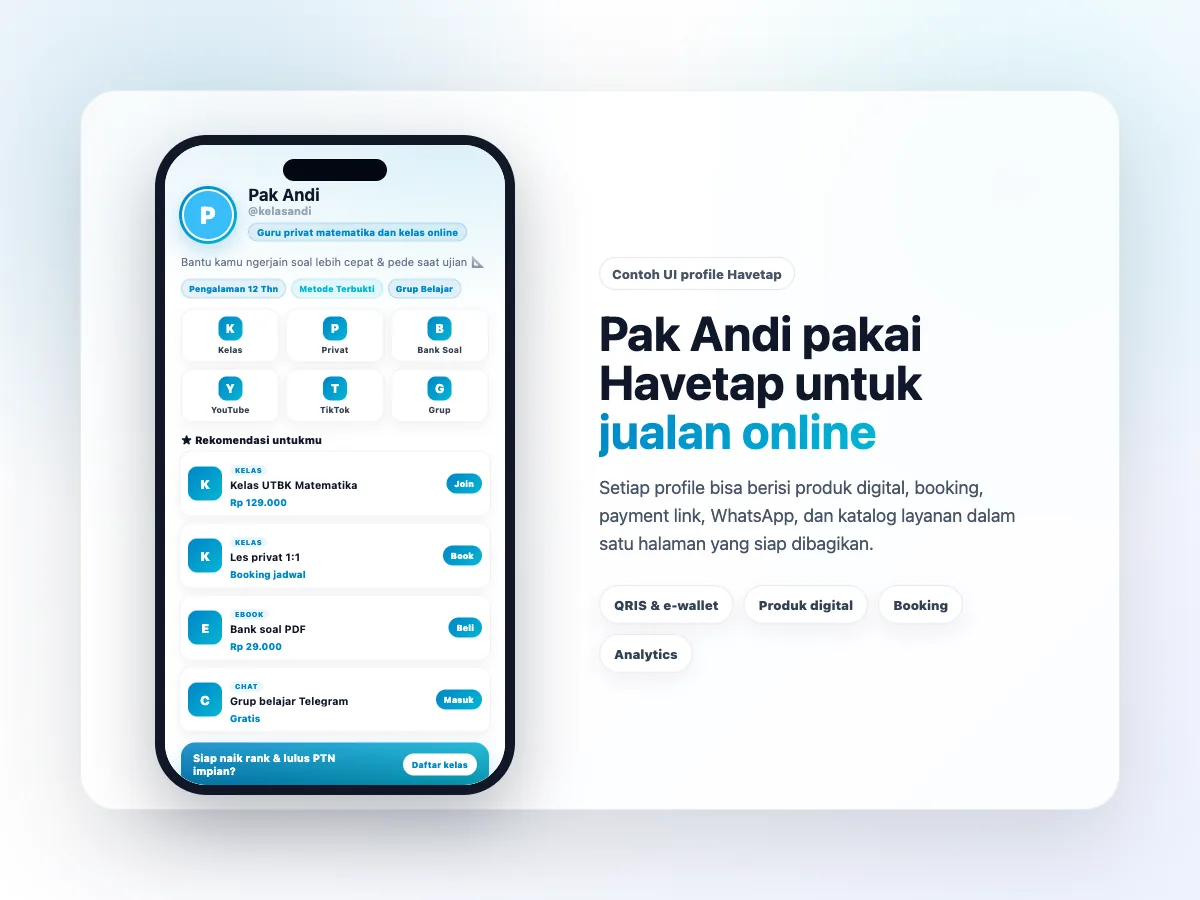 Contoh UI profile Pak Andi